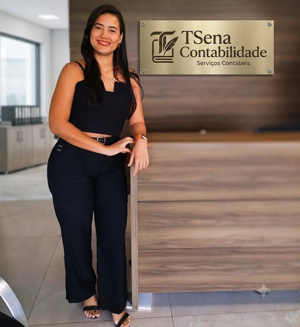 Tamara Sena na recepção do escritório TSena Contabilidade
